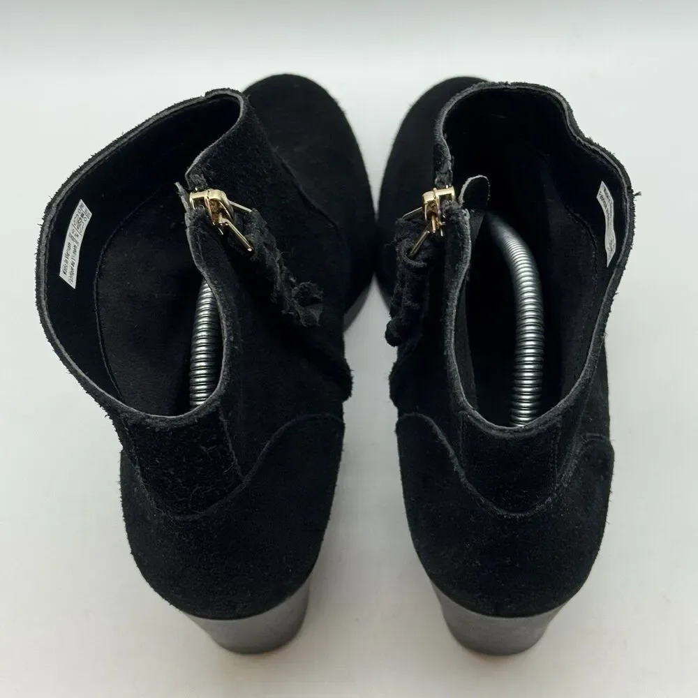 Crocs Leigh 203418 Black Suede Wedge Boots Women's 7.5 Side Zip Ankle Booties